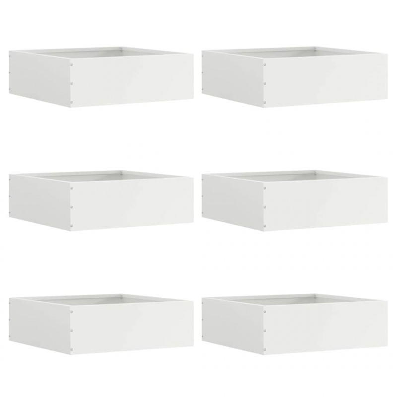 Krawężnik do trawnika 6 pcs Biały 40 x 40 x 13 cm Stal