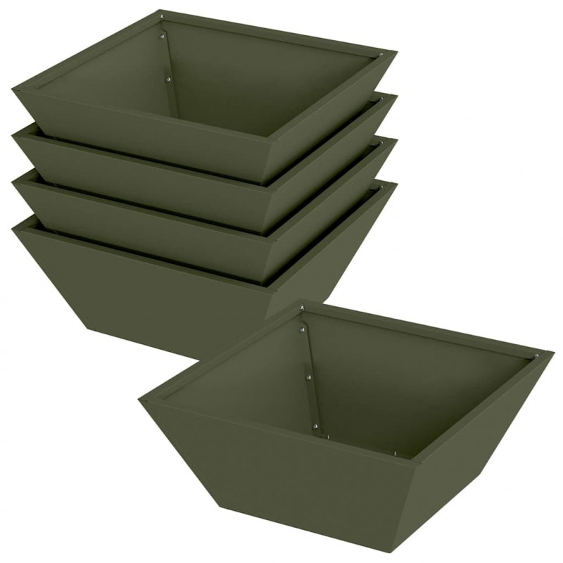 Doniczka ogrodowa 5 pcs Zielony oliwkowy 40 x 40 x 15 cm