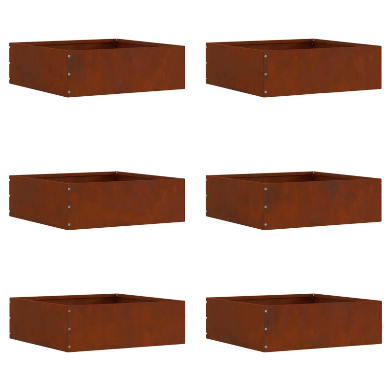 Krawężnik do trawnika 6 pcs Rdzawy 40 x 40 x 13 cm
