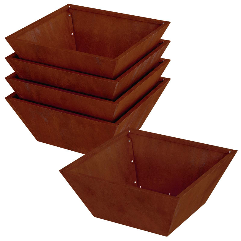 Doniczka ogrodowa 5 pcs Rdzawy 40 x 40 x 15 cm