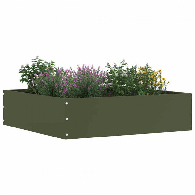 Krawężnik do trawnika oliwkowy 50 x 50 x 13 cm Stal