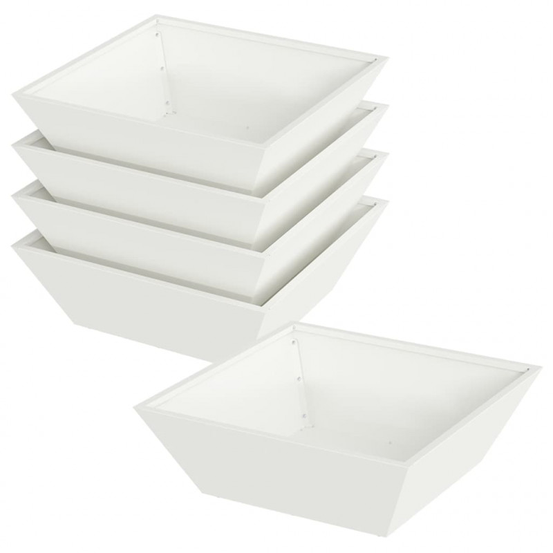 Doniczka ogrodowa 5 pcs Biały 50 x 50 x 15 cm Stal zimnogięta