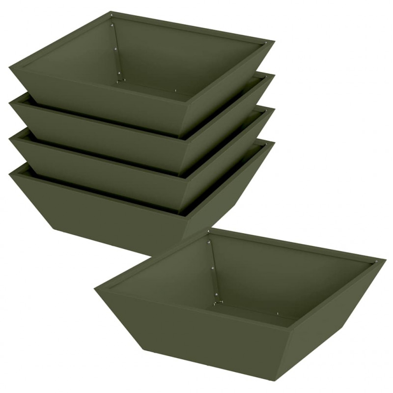 Doniczka ogrodowa 5 pcs Zielony oliwkowy 50 x 50 x 15 cm