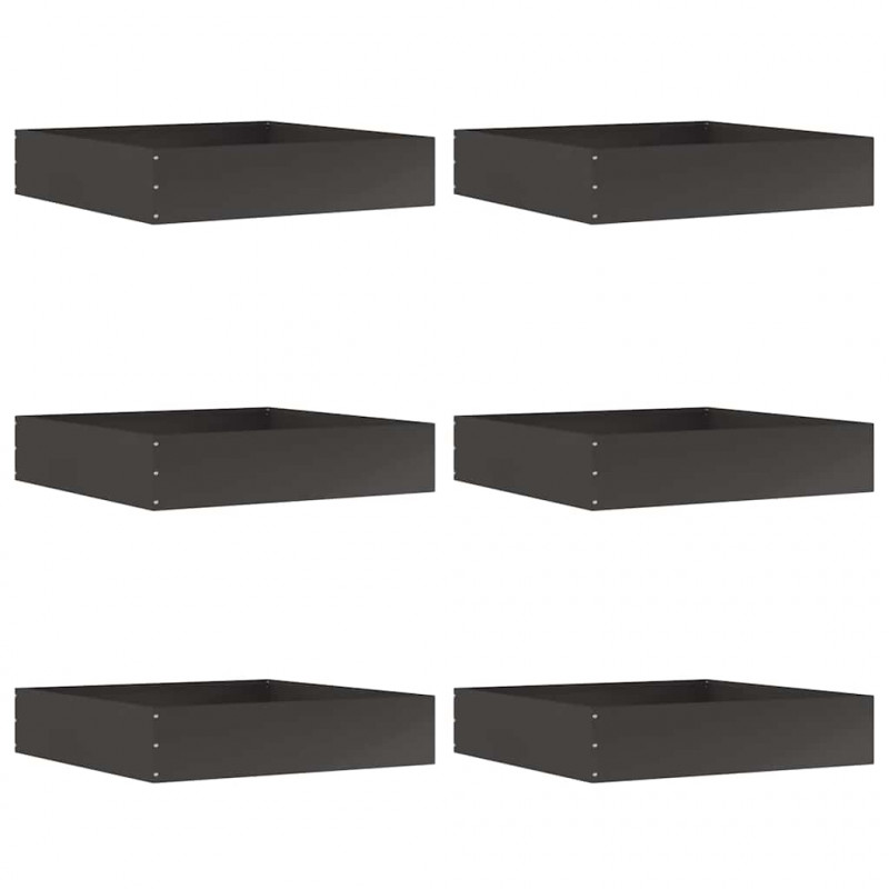 Krawężnik do trawnika 6 pcs Czarny 60 x 60 x 13 cm Stal