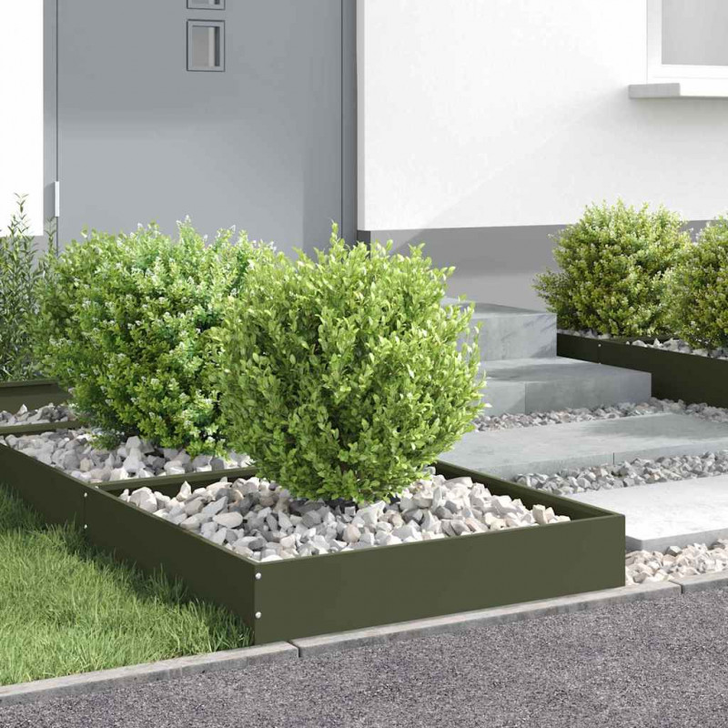 Krawężnik do trawnika Zielony oliwkowy 60 x 60 x 13 cm Stal