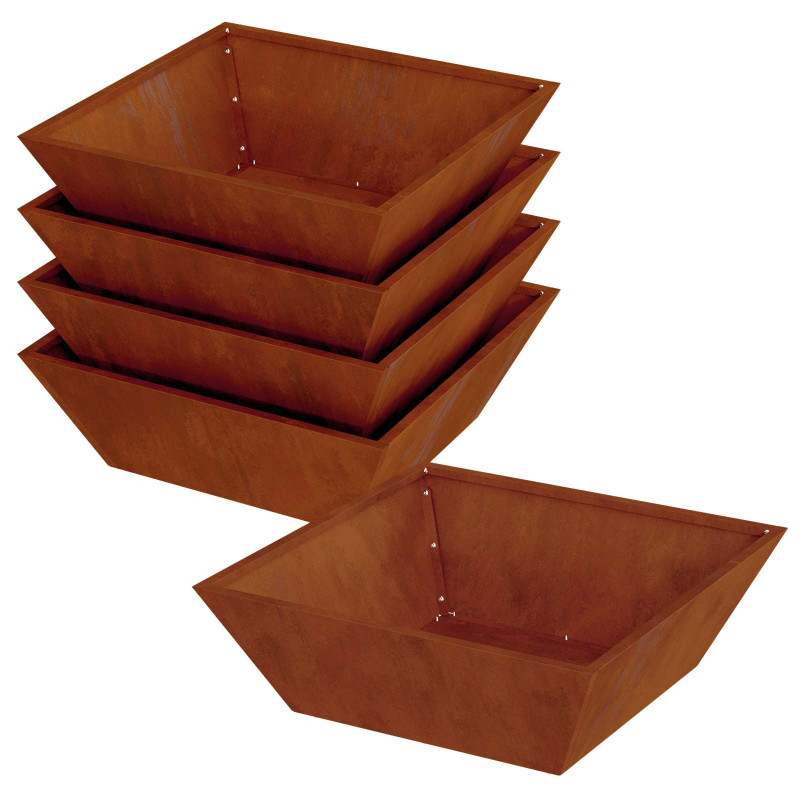 Doniczka ogrodowa 5 pcs Rdzawy 50 x 50 x 15 cm
