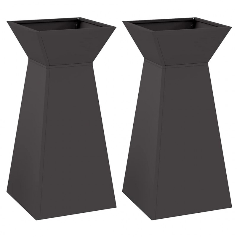 Donica słupowa 2 pcs Czarny 35 x 35 x 73 cm