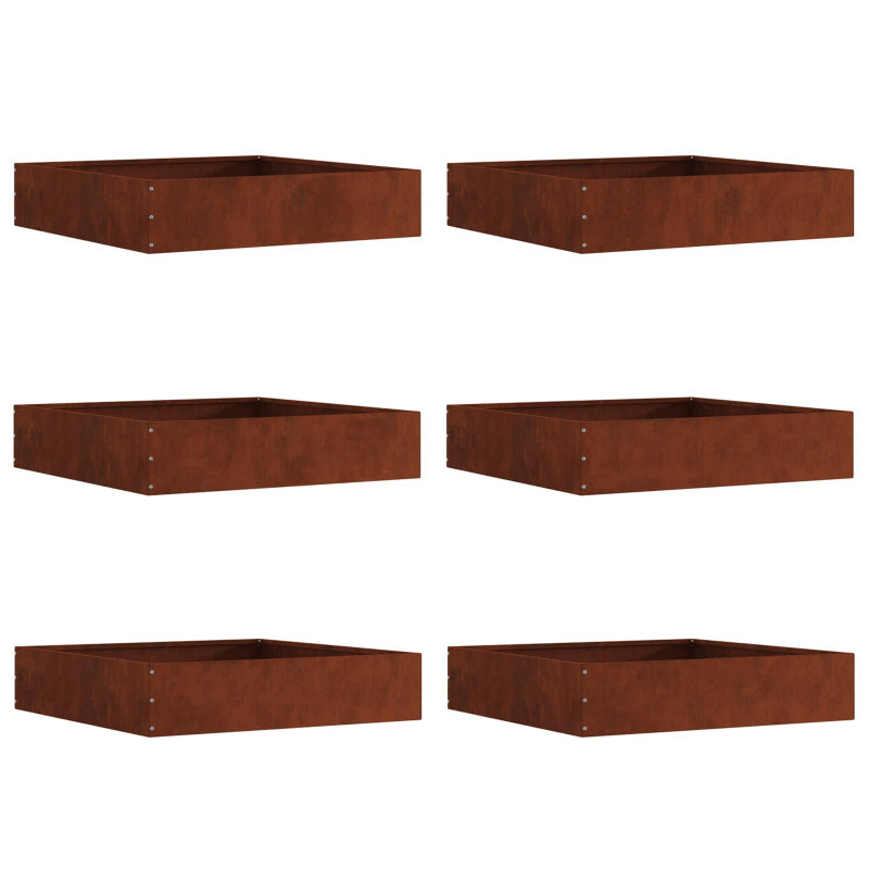 Krawężnik do trawnika 6 pcs Rdzawy 60 x 60 x 13 cm