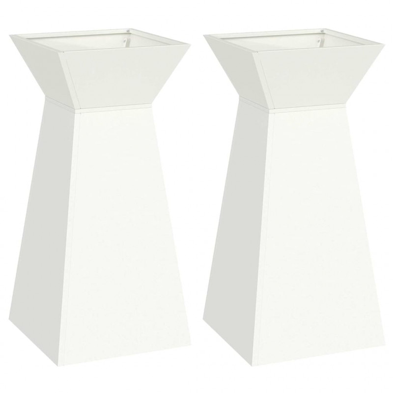 Donica słupowa 2 pcs Biały 35 x 35 x 73 cm