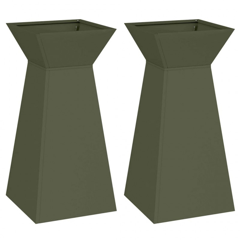 Donica słupowa 2 pcs Oliwkowy 35 x 35 x 73 cm