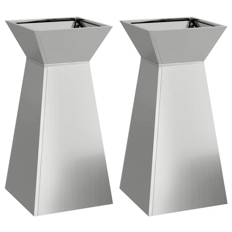 Donica słupowa 2 pcs Srebrny 35 x 35 x 73 cm
