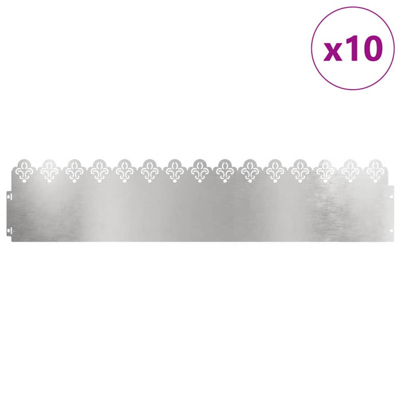 Obrzeża trawnikowe 10 pcs Srebrny 103 x 0,05 x 22 cm