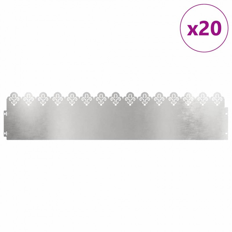 Obrzeża trawnikowe 20 pcs Srebrny 103 x 0,05 x 22 cm