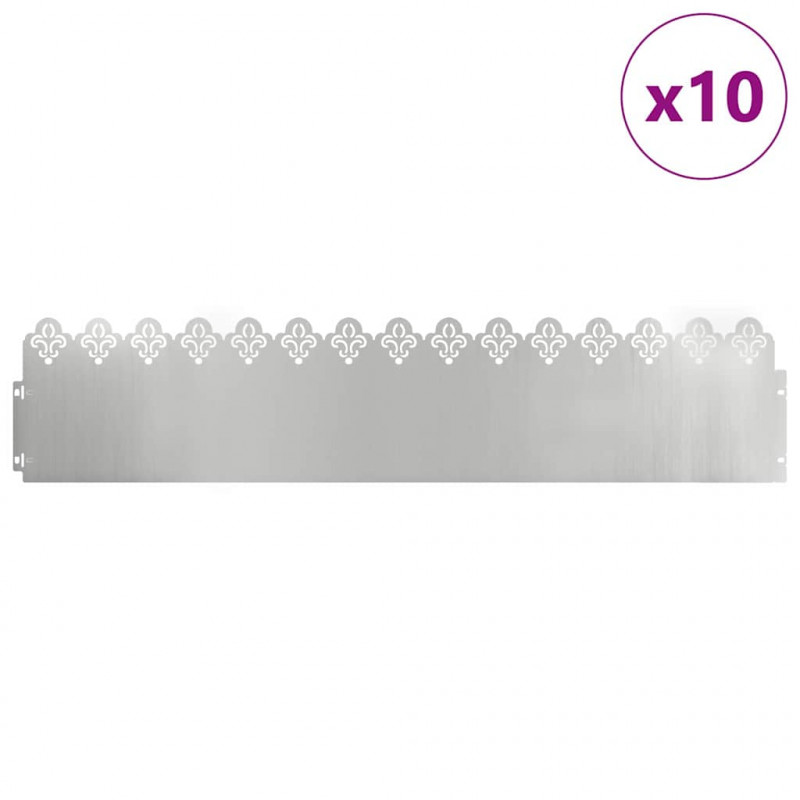 Obrzeża trawnikowe 10 pcs Srebrny 103 x 0,05 x 22 cm