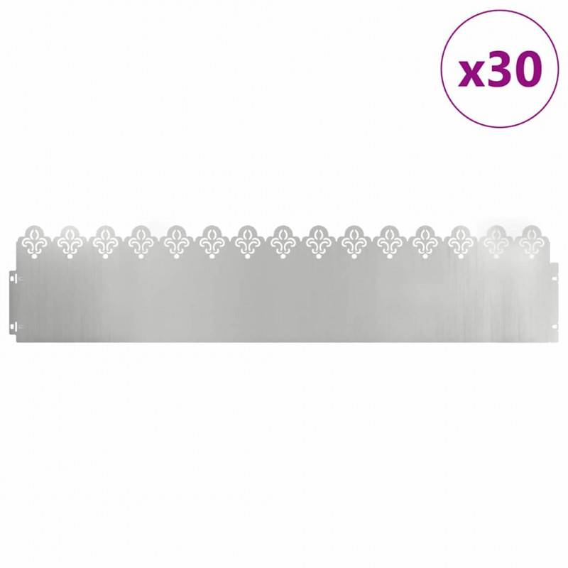 Obrzeża trawnikowe 30 pcs Srebrny 103 x 0,05 x 22 cm