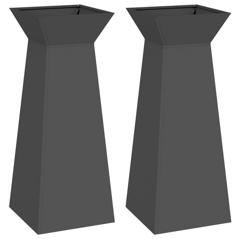 Donica słupowa 2 pcs Czarny 40 x 40 x 100 cm