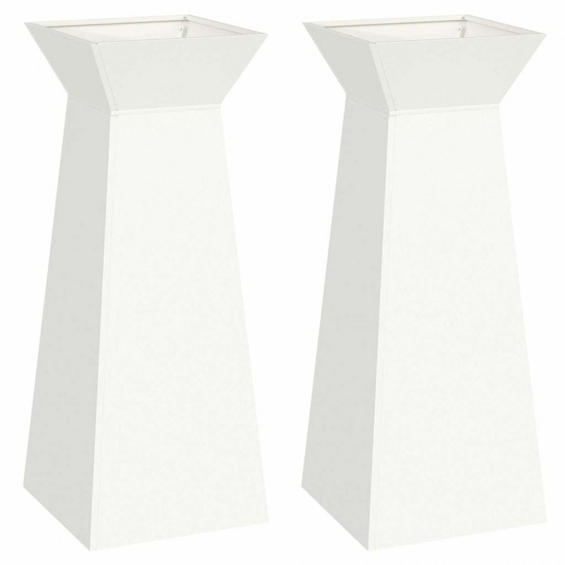 Donica słupowa 2 pcs Biały 40 x 40 x 100 cm