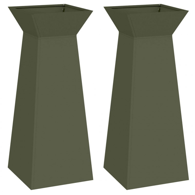 Donica słupowa 2 pcs Oliwkowy 40 x 40 x 100 cm