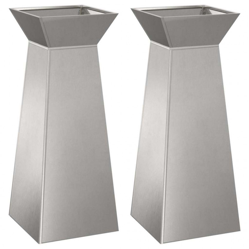 Donica słupowa 2 pcs Srebrny 40 x 40 x 100 cm