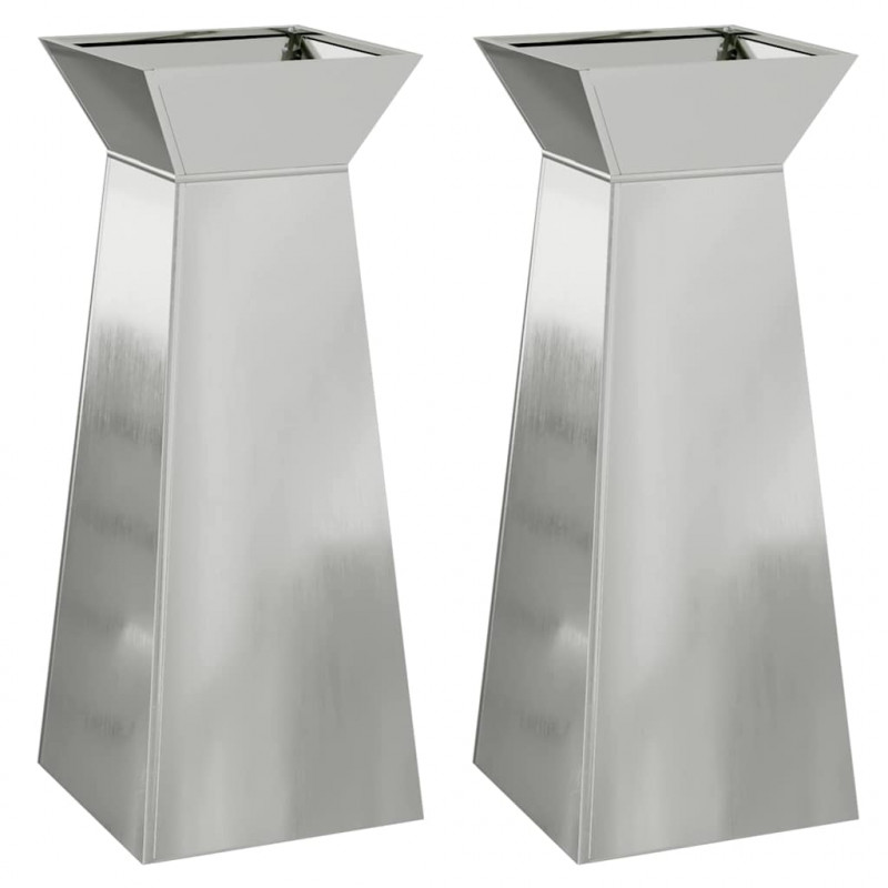 Donica słupowa 2 pcs Srebrny 40 x 40 x 100 cm