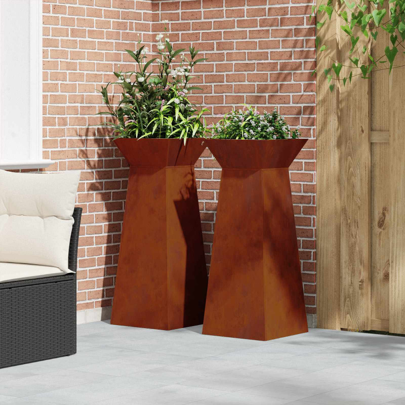 Donica słupowa 2 pcs Srebrny 40 x 40 x 100 cm