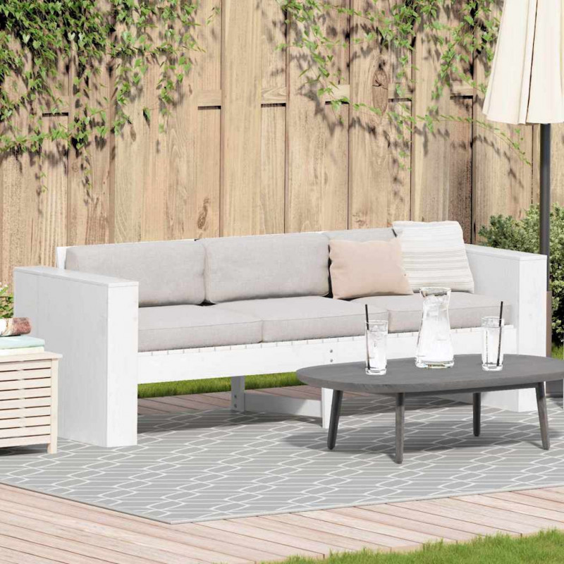 Sofa Ogrodowa Biały 185,5 x 60 x 62 cm Lite drewno sosnowe