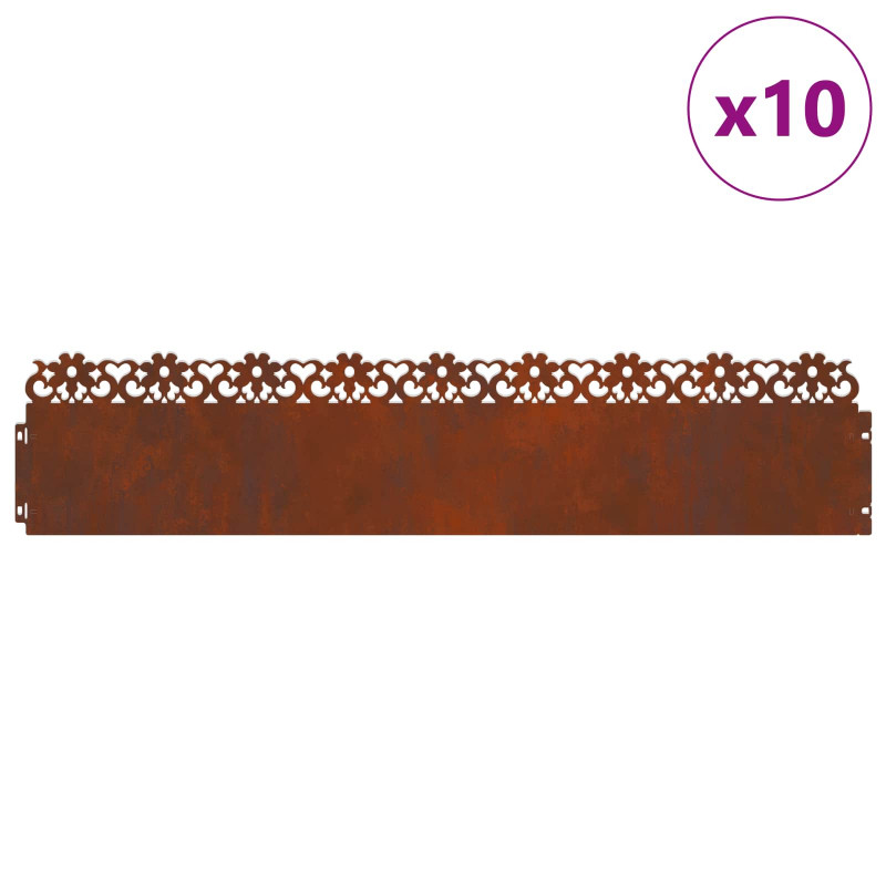 Obrzeża trawnikowe 10 pcs Rdzawy 103 x 0,05 x 22 cm