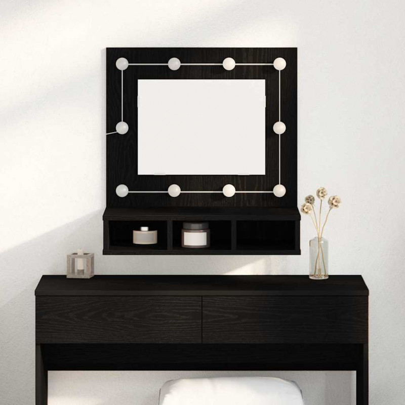 Szafka z lustrem z półką Z lustrem Czarny Dąb 60 x 31,5 x 62 cm