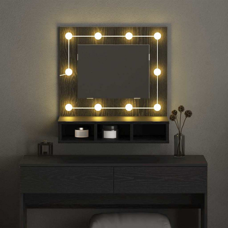 Szafka z lustrem z półką Z lustrem Czarny Dąb 60 x 31,5 x 62 cm