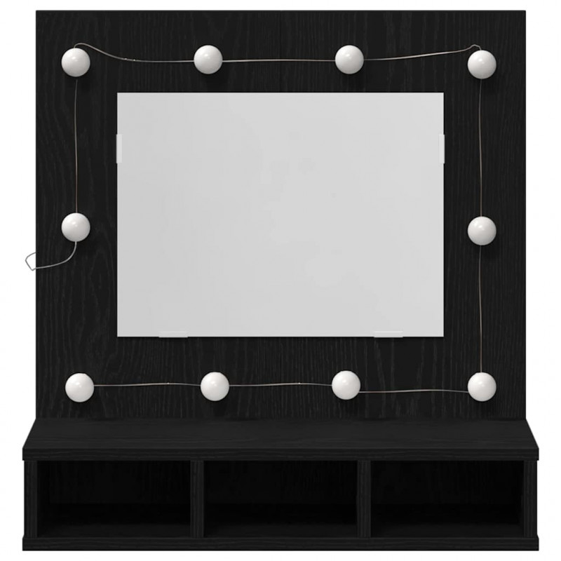 Szafka z lustrem z półką Z lustrem Czarny Dąb 60 x 31,5 x 62 cm