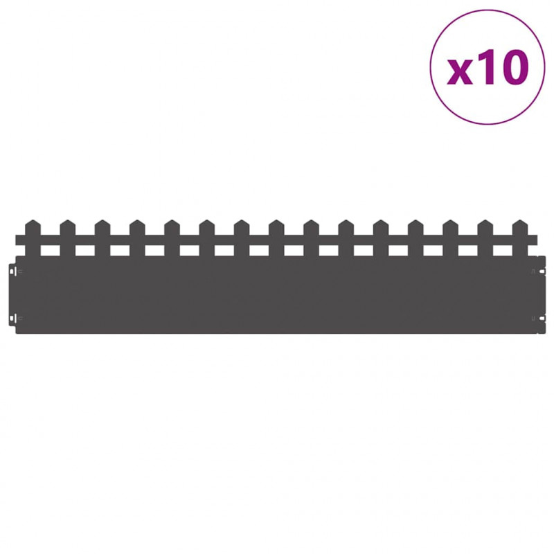 Obrzeża trawnikowe 10 pcs Czarny 103 x 0,05 x 22 cm Stal