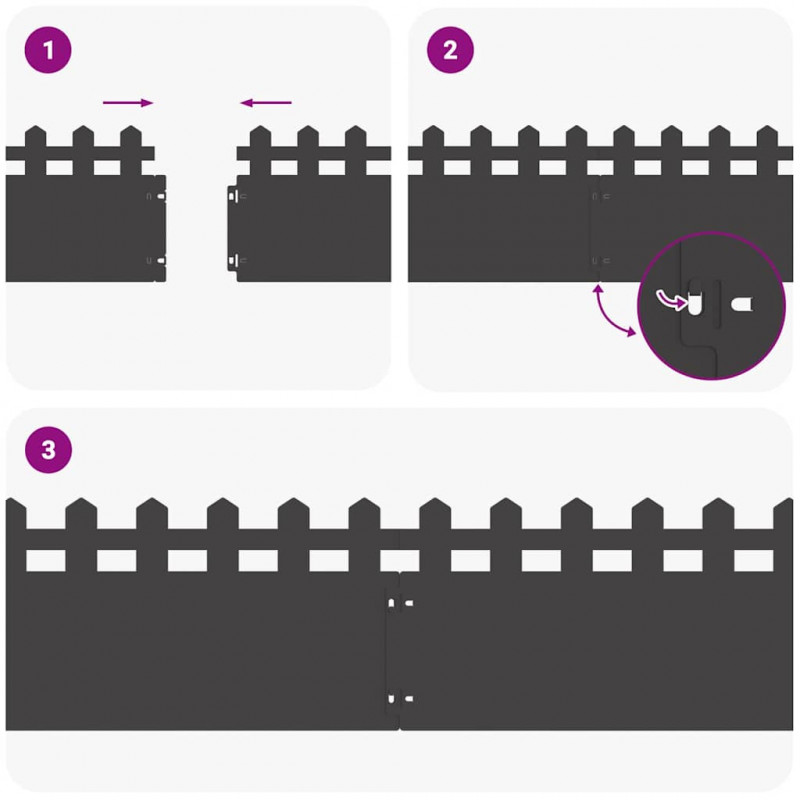 Obrzeża trawnikowe 20 pcs Czarny 103 x 0,05 x 22 cm Stal
