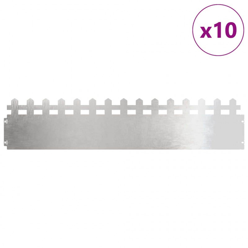 Obrzeża trawnikowe 10 pcs Srebrny 103 x 0,05 x 22 cm