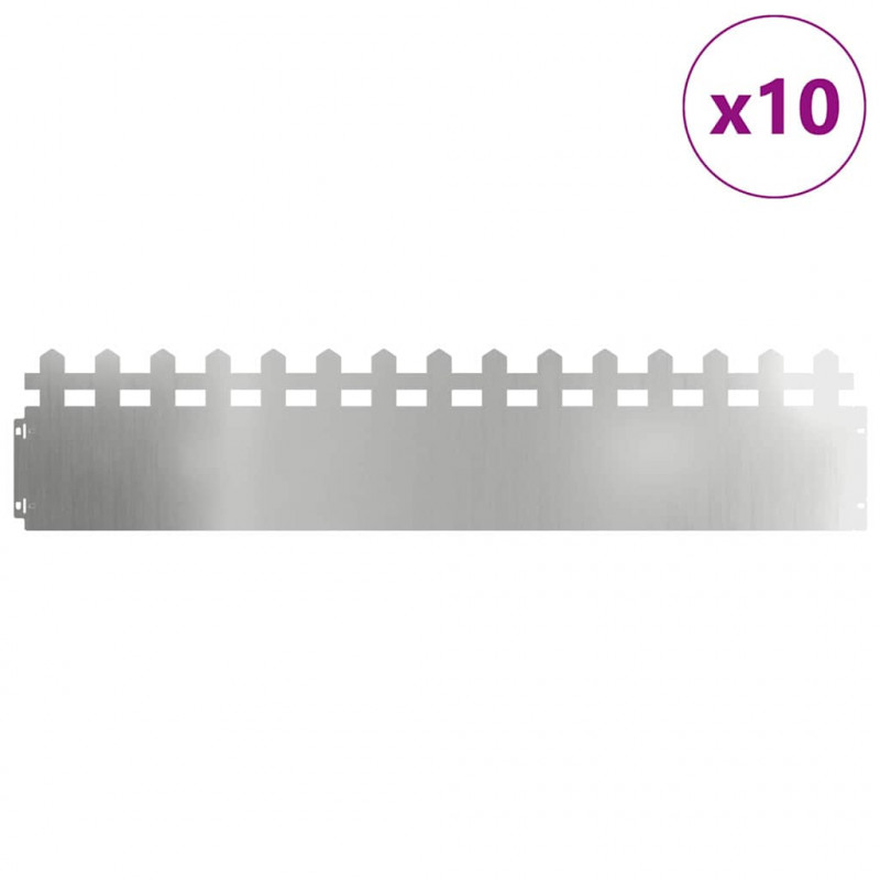 Obrzeża trawnikowe 10 pcs Srebrny 103 x 0,05 x 22 cm