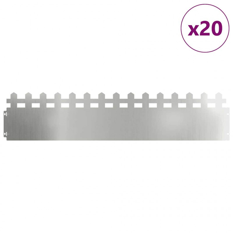Obrzeża trawnikowe 20 pcs Srebrny 103 x 0,05 x 22 cm