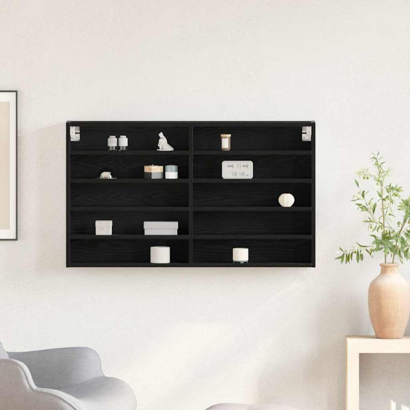 Witryna Czarny Dąb 100 x 15 x 58 cm Materiał drewnopochodny