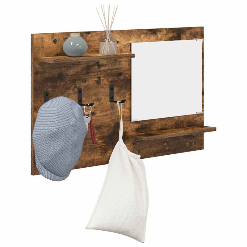 Wieszak na płaszcze montowany na ścianie z półką Dąb wędzony