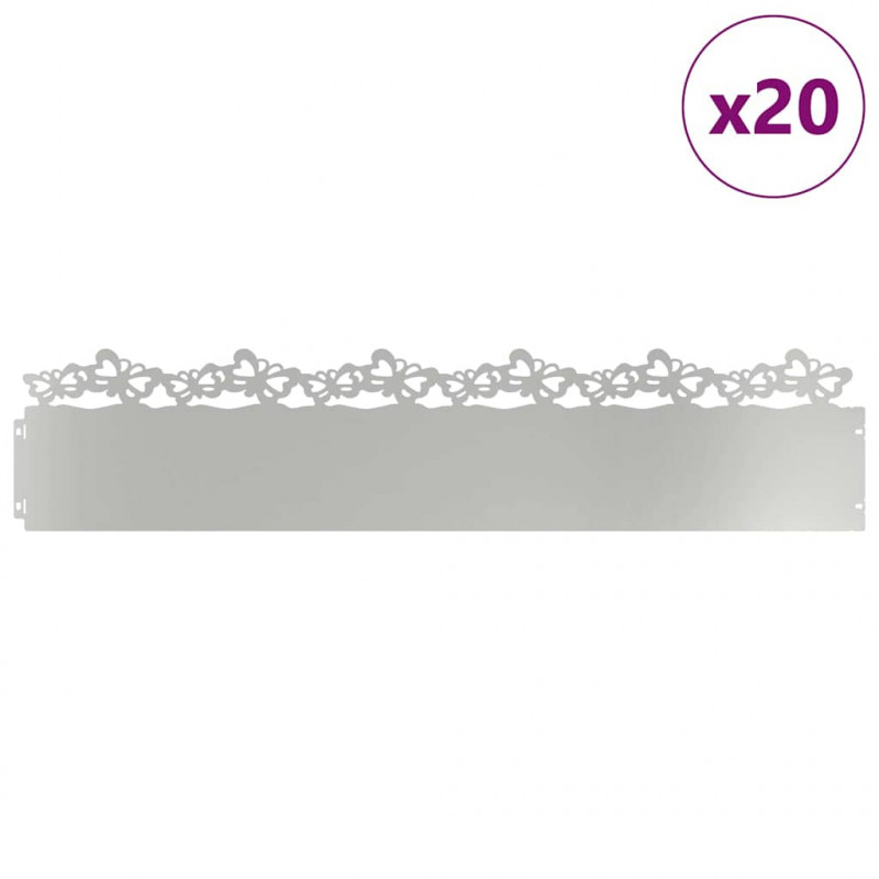 Obrzeża trawnikowe 20 pcs Srebrny 103 x 0,05 x 22 cm