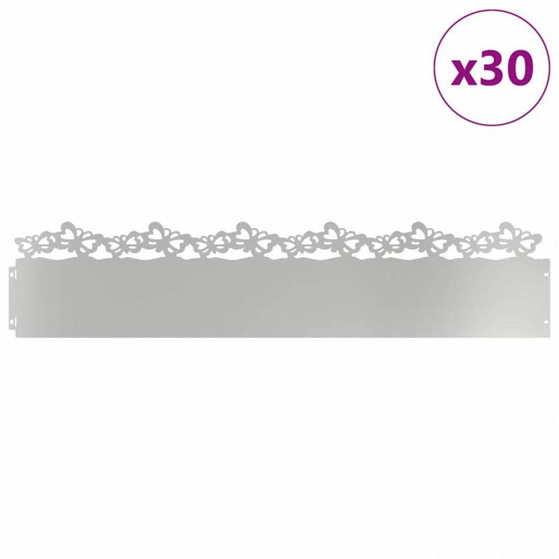 Obrzeża trawnikowe 30 pcs Srebrny 103 x 0,05 x 22 cm