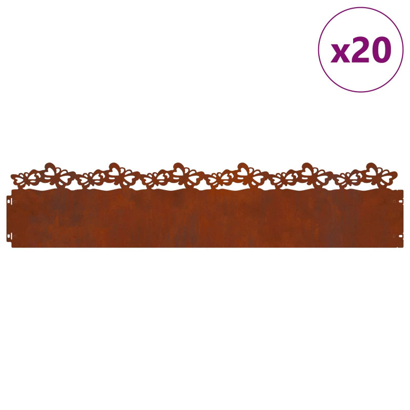 Obrzeża trawnikowe 20 pcs Rdzawy 103 x 0,05 x 22 cm
