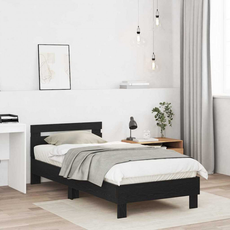 Ramka łóżka Czarny Dąb 203 x 95 x 70 cm Materiał drewnopochodny