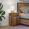 LED Stolik nocny z szufladą Stare drewno 38 x 34 x 61 cm