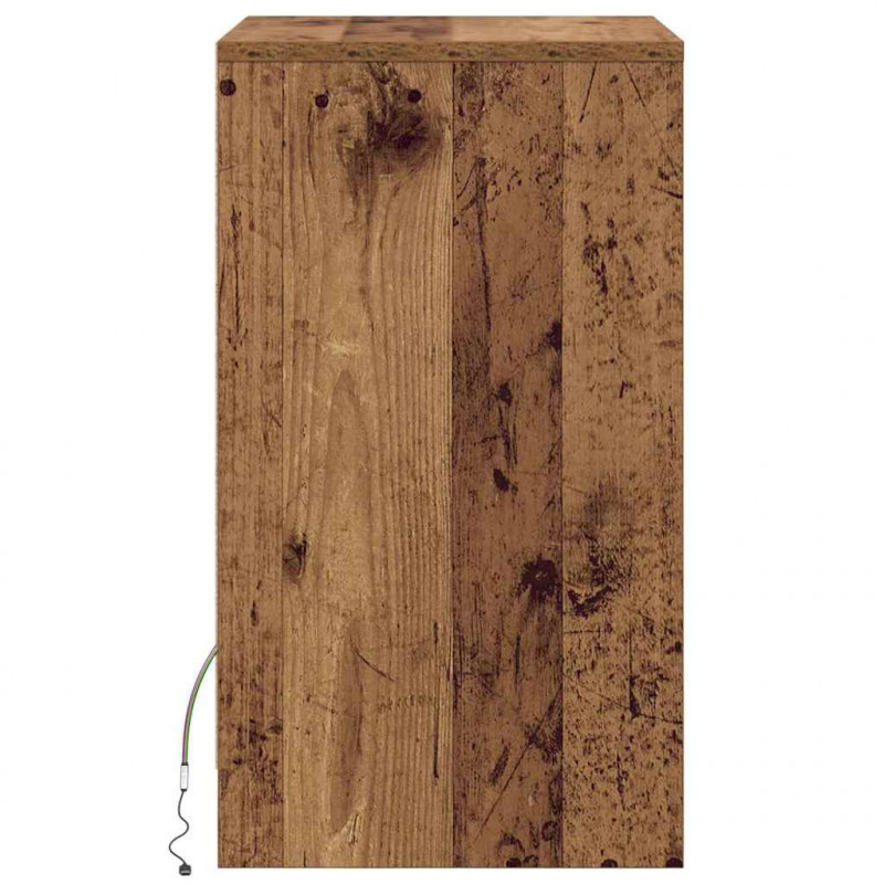 LED Stolik nocny z szufladą 2 pcs Stare drewno 38 x 34 x 61 cm