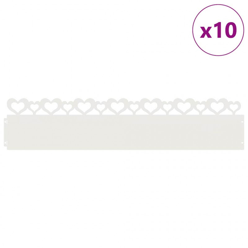 Obrzeża trawnikowe 10 pcs Biały 103 x 0,05 x 22 cm Stal