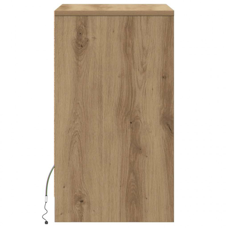 LED Stolik nocny z szufladą dąb artisan 38 x 34 x 61 cm