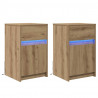LED Stolik nocny z szufladą 2 pcs dąb artisan 38 x 34 x 61 cm