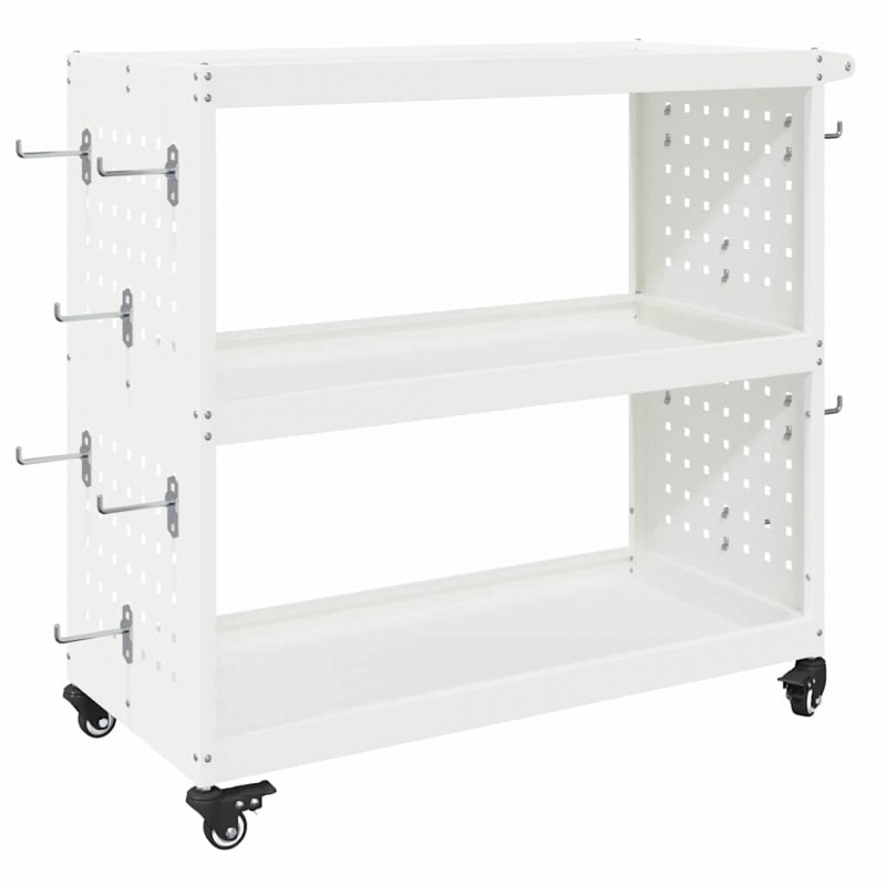 Wózek narzędziowy z półką Biały 75 x 35 x 73 cm Stal zimnogięta