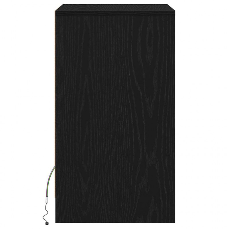 LED Stolik nocny z szufladą Czarny dąb 38 x 34 x 61 cm