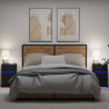 LED Stolik nocny z szufladą 2 pcs Czarny dąb 38 x 34 x 61 cm