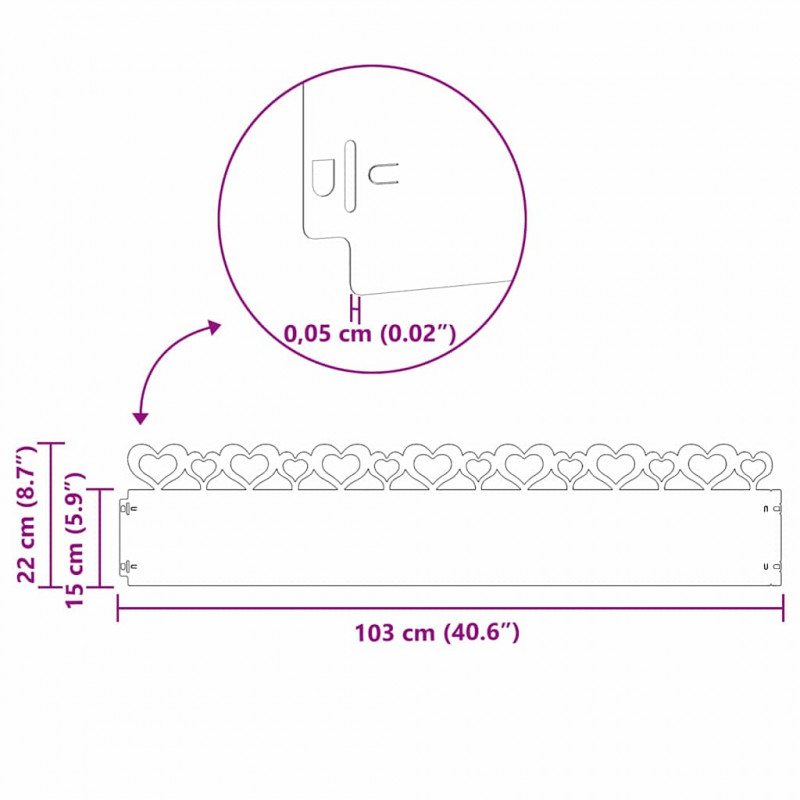 Obrzeża trawnikowe 20 pcs Antracyt 103 x 0,05 x 22 cm Stal